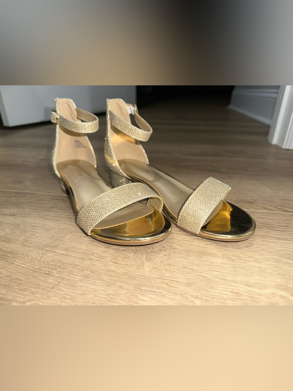 Annie Gold Glitter Ankle-Strap Sandals